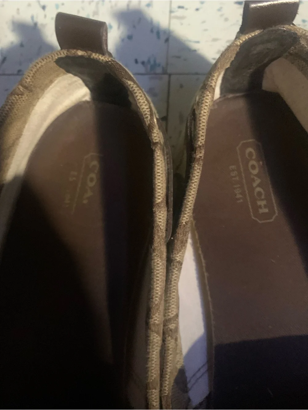 Coach Kids Tan & Brown Signature Slip-Ons